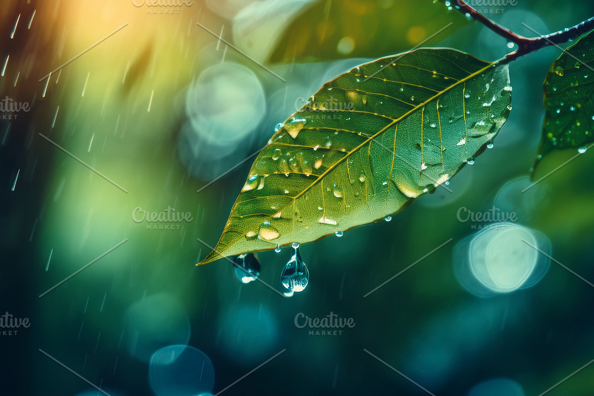 40 Rain in the forest, close up, a Background Photo by Design_Planet (Photo 8 of 14)