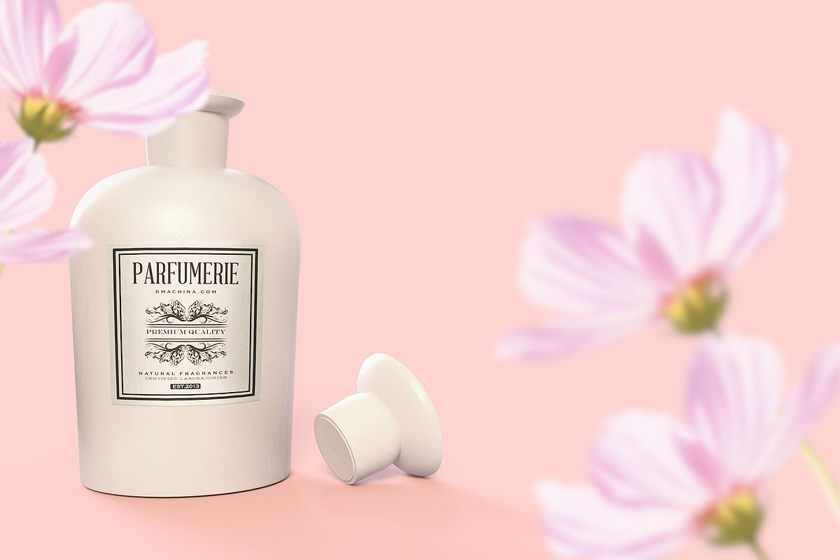 Pattern&Label Parfum Bottle Mockup, a Packaging Mockup by BMACHINA Labs. (Photo 10 of 12)