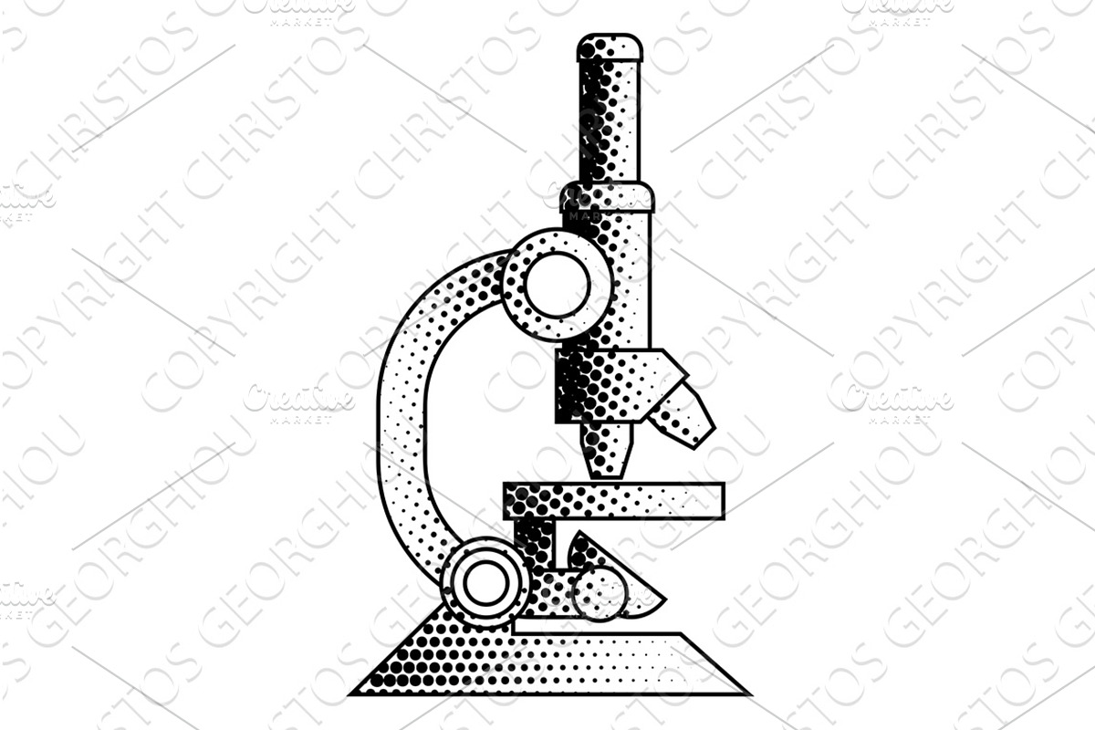 Microscope Retro Vintage Science, an Illustration by Christos Georghiou