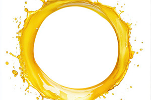 Golden liquid splash forming a circl, an Abstract Photo by Pixeness Studio