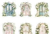 White Flowers Doors Clipart Bundle, a Decorative Illustration by Design Scotch (Thumbnail 6 of 8)