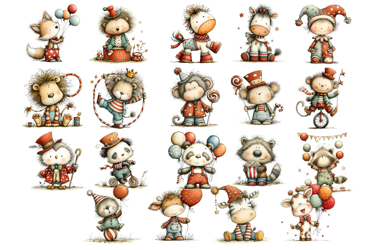Circus Kids and Animals Clipart, a Person Illustration by Nicolle's Colorful Art (Photo 9 of 12)
