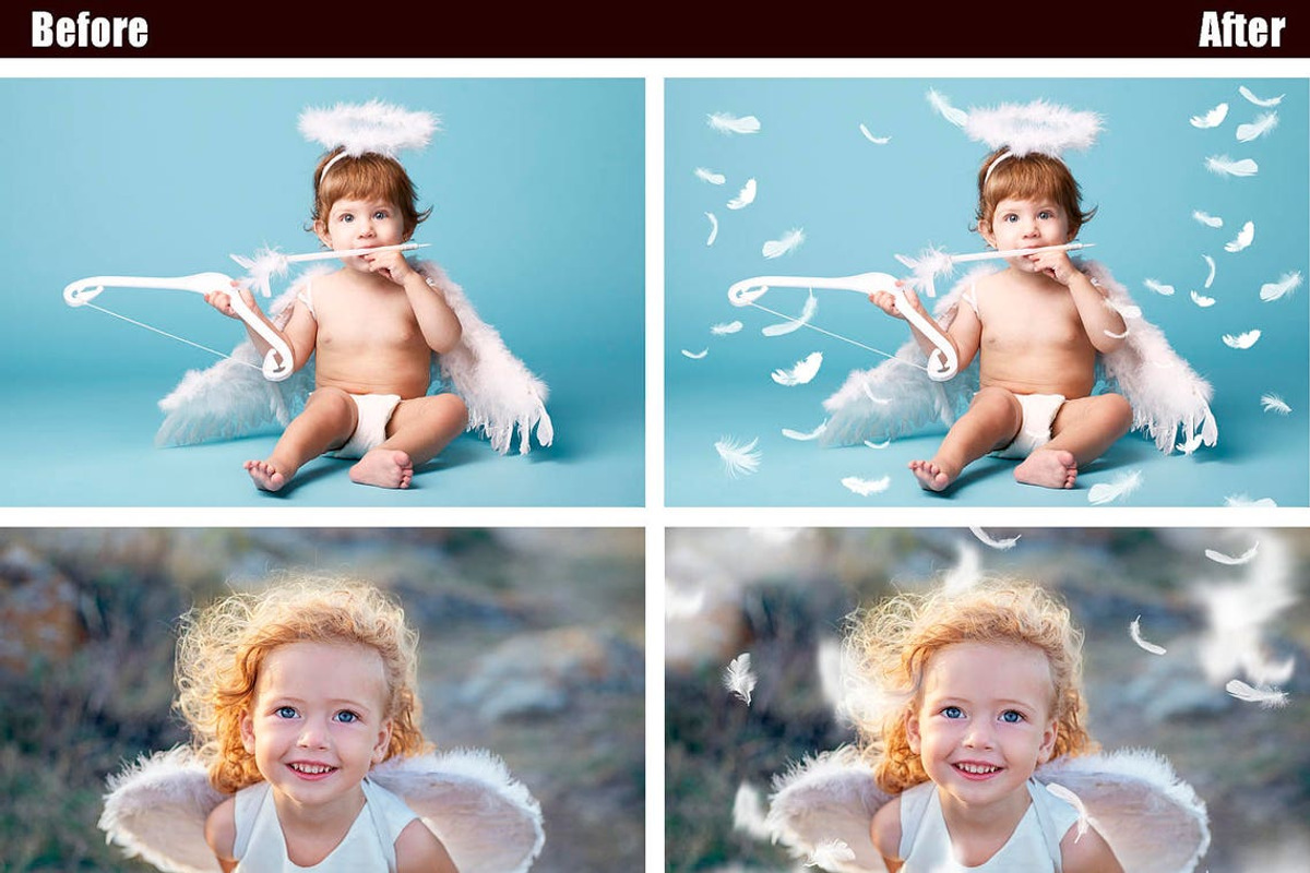 25 White feather photo overlays preview 2