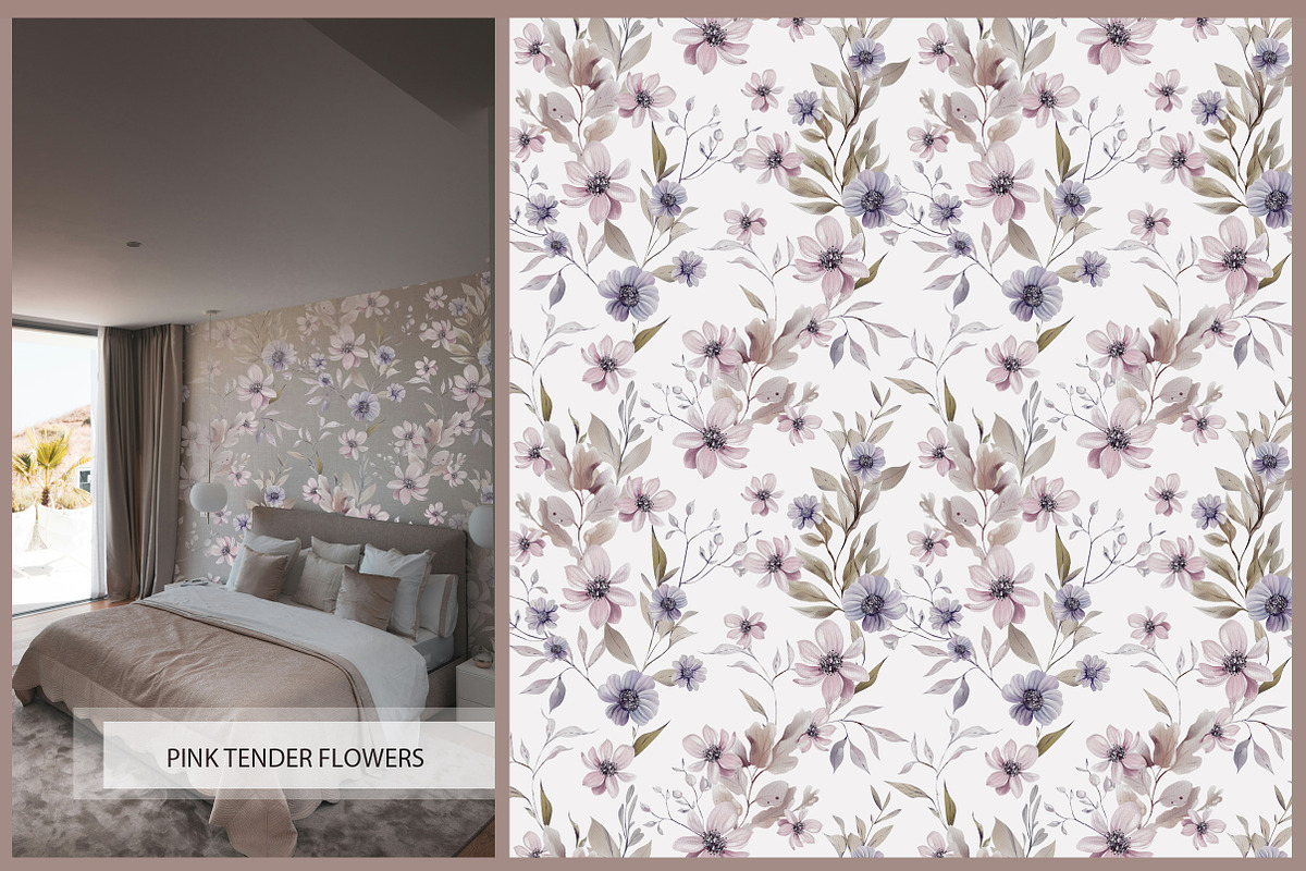 4 Watercolor Purple Seamless Flowers, a Pattern Graphic by Knopazyzy (Photo 3 of 5)