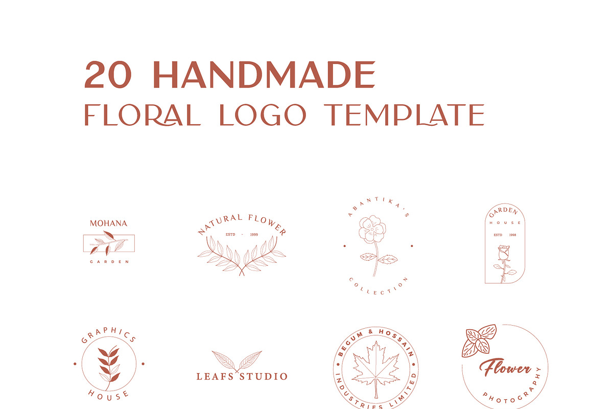 20 Floral Handmade Logo Templates, a Branding & Logo Template by AN Productions (Photo 2 of 8)