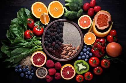Healthy food background with fruits, a Photo by Iftikhar Alam
