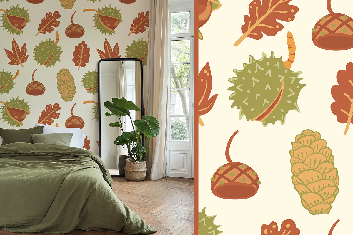 Pine cones & acorns Clipart patterns, a Seasonal Illustration by Carpet Tapete Pretzel (Photo 8 of 13)
