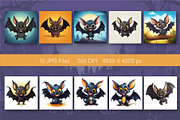 Cute Halloween bats. TShirt Sticker., an Animal Illustration by KENO Mascots (Thumbnail 3 of 9)