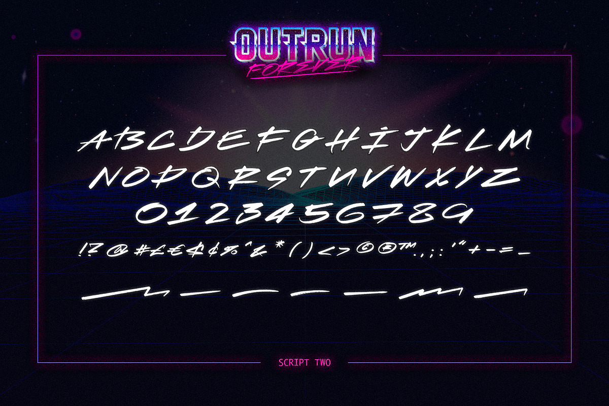 Outrun Forever – 2 in 1 Font Pack, a Sans Serif Font by Ckybe's Corner (Photo 5 of 13)
