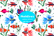 Maldives - fish pattern, a Pattern Graphic by Katerina Tova (Thumbnail 1 of 7)