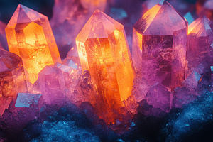 Vibrant orange and purple crystals s, a Photo by Tanuart