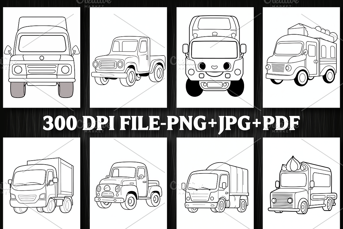 Cute Truck Coloring Pages for Kids, a Stationery Template by Design Station (Photo 3 of 4)