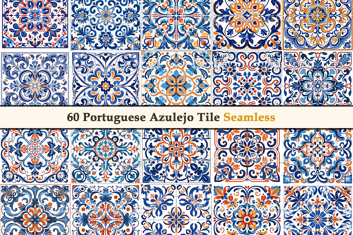 Portuguese Azulejo Pattern Tile V1, a Pattern Graphic by Negarin Digital Art (Photo 5 of 8)