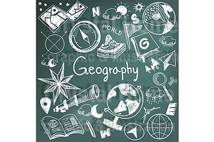 Geography & History Chalk Doodle Pac