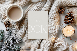 Holiday Card Mockup, Cozy Card Mock