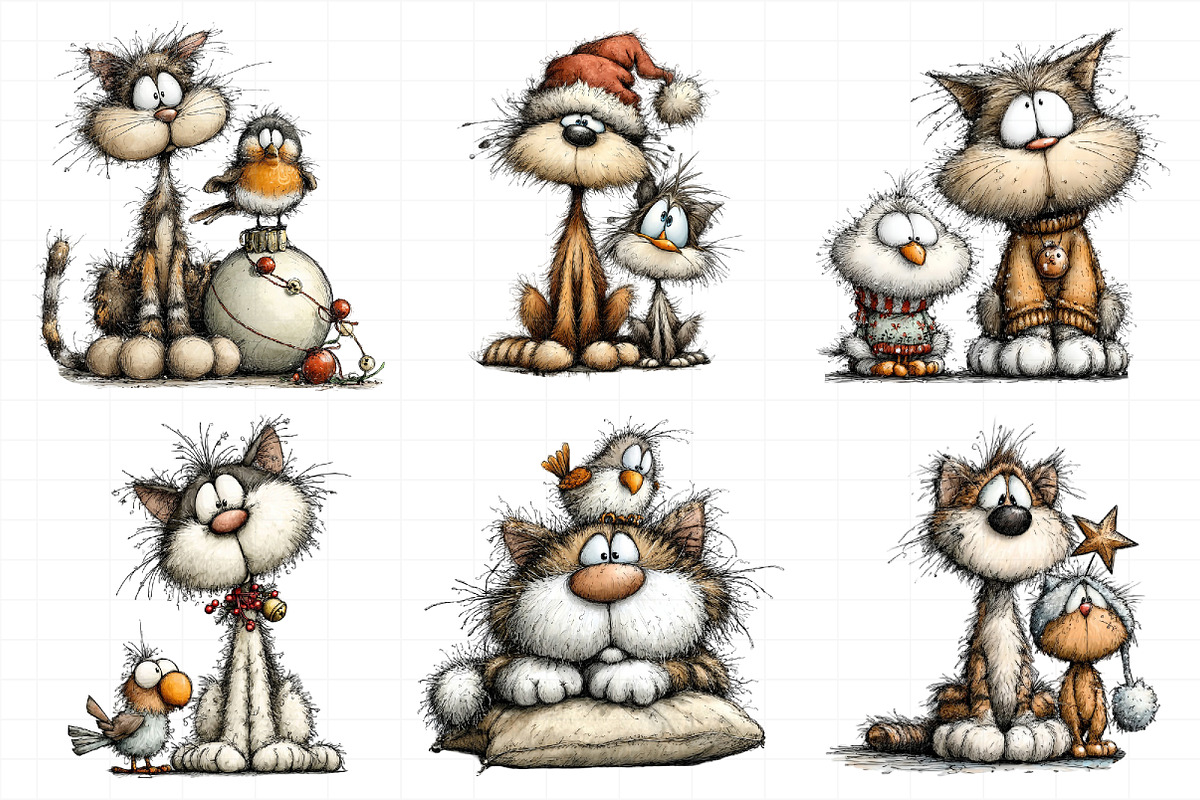 Cat And Bird Christmas Clipart, an Illustration by Daily.Designs (Photo 5 of 5)
