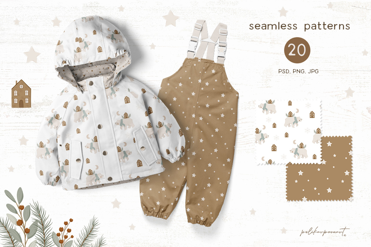 Kids Christmas clipart & pattern, an Animal Illustration by polikarpovaart (Photo 4 of 14)