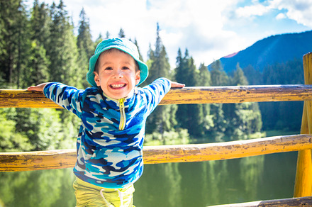 Little happy child toddler boy outdoor featuring blue, boy, and caucasian, a Person Photo by Nadia-nb