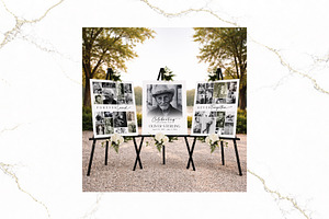 3 Panel Funeral Collage B&W FR005, a Poster Template by TyphoonStudio