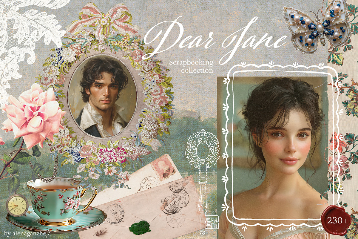 Dear Jane - SCRAPBOOKING collage set, an Object Graphic by alenaganzhela (Photo 1 of 14)