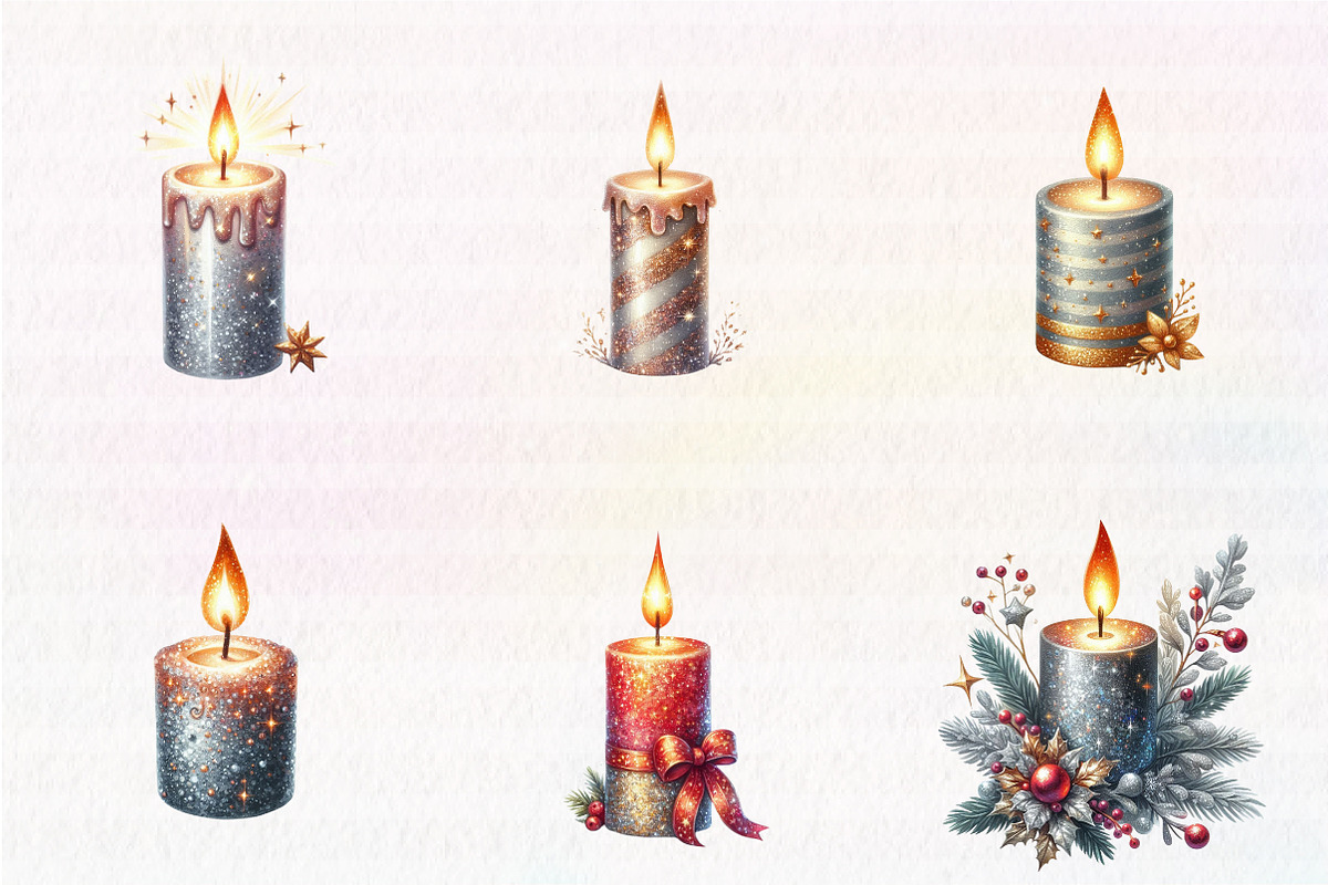 Christmas Glitter Candle Clipart, an Illustration by CreationArt (Photo 4 of 5)