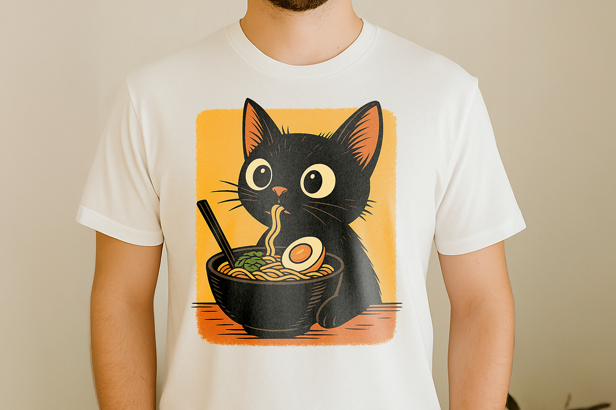 Kawaii Ramen Cat Japanese Noodle, a Shirt Mockup by Craftsbeefy (Photo 2 of 5)