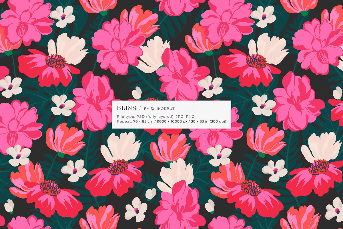 Bold Bloom Naive Floral Pattern, a Pattern Graphic by likorbut (Photo 10 of 12)