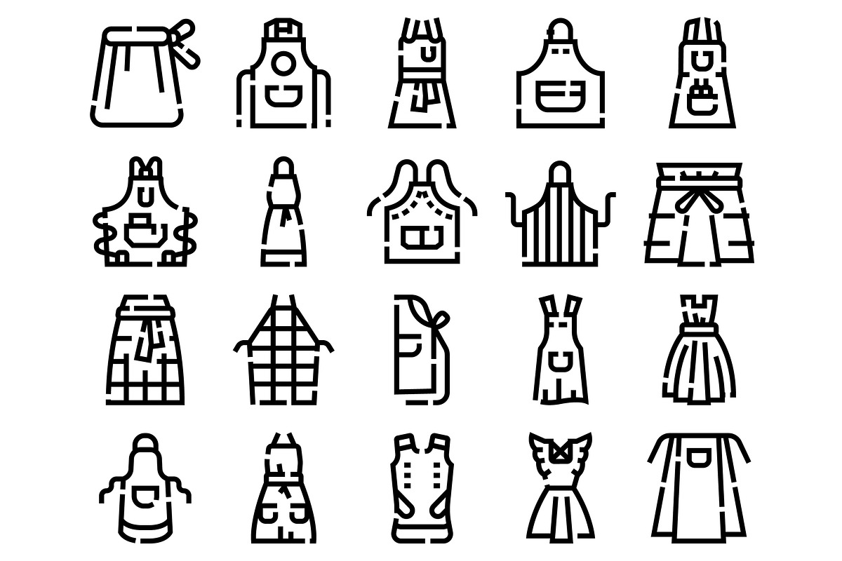 Cooking apron uniform set line icons, an Object Graphic by pikepicture (Photo 2 of 3)