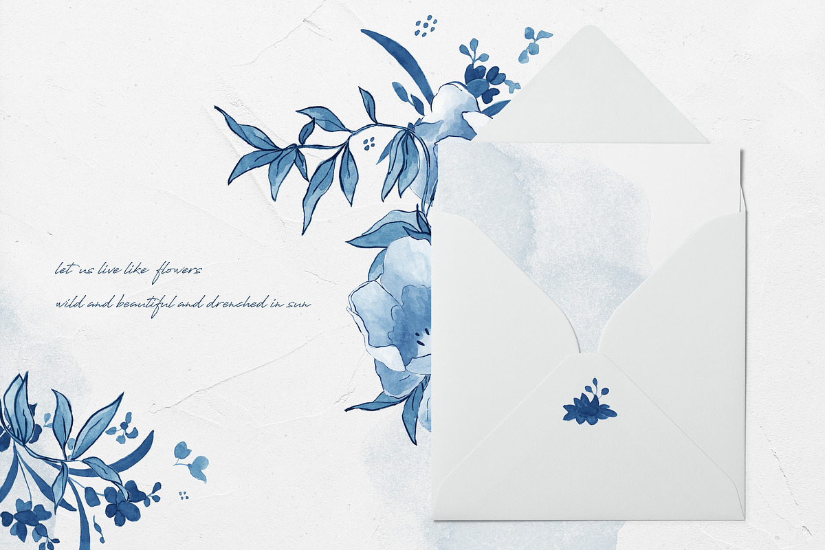 Delft Blue Floral Illustration Pack, a Decorative Illustration by BlueRobinDesignShop (Photo 5 of 9)