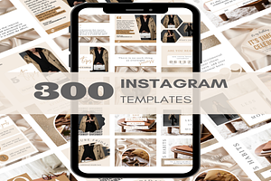 300 Beige Instagram Template Bundle