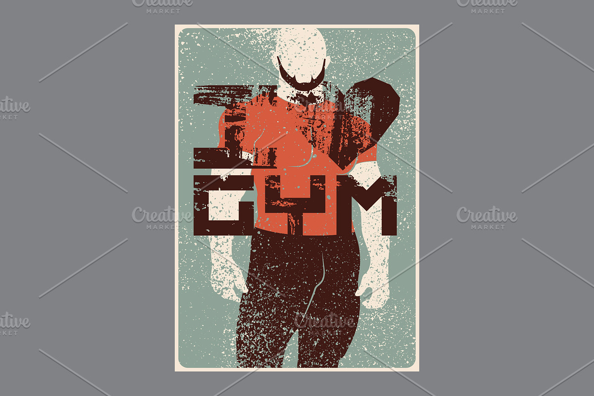 I Love Gym. Grunge vector set., a Person Illustration by PoPaShop (Photo 8 of 9)