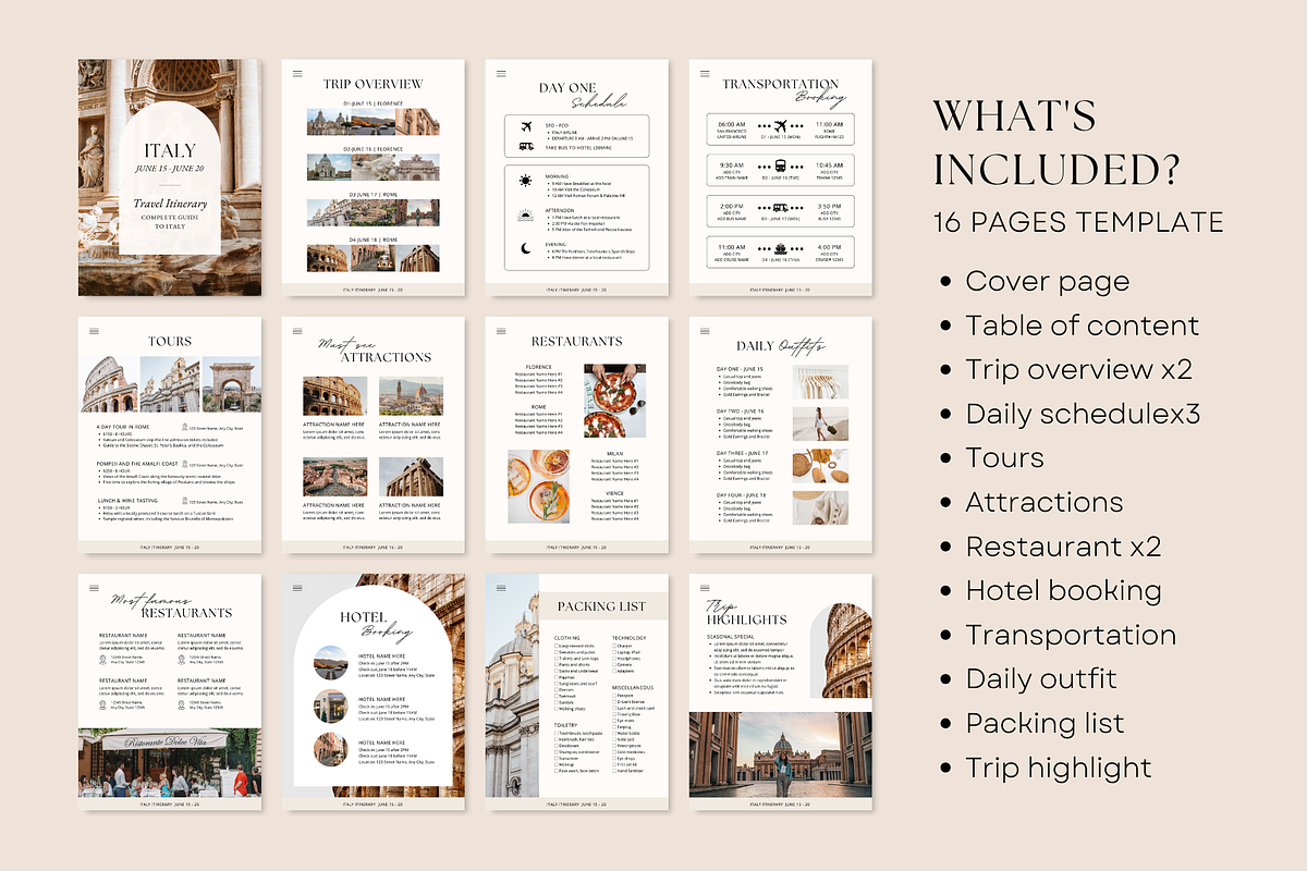 Digital Travel Itinerary Template, a Magazine Template by ShopRShop (Photo 4 of 11)