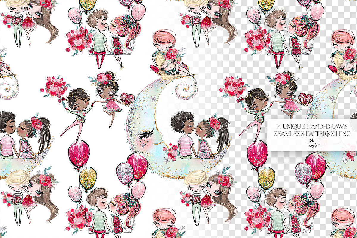 Valentine Clipart & Patterns Bundle, a Branding & Logo Template by KaramfilaS (Photo 13 of 18)