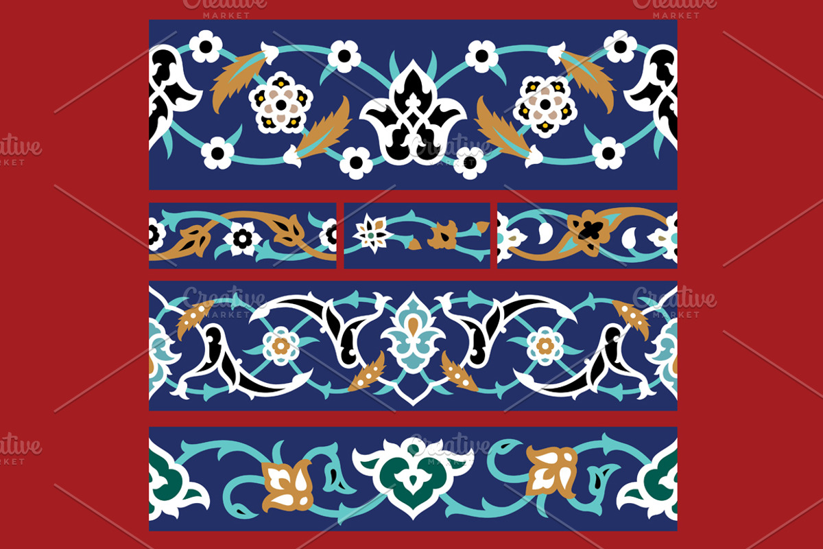 Arabic Seamless Border Set, an Object Graphic by Azat1976