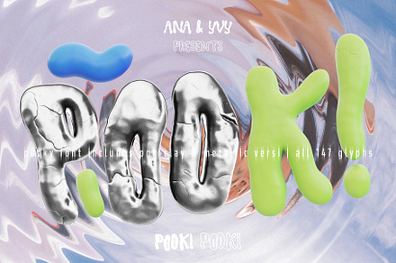Display font POOKI | 3D metal bubble, a Font by ana & yvy