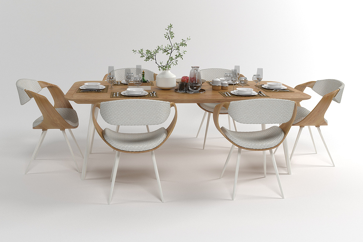 Dining furniture set 1504, a Furniture 3D Model by inDahouze (Photo 1 of 10)