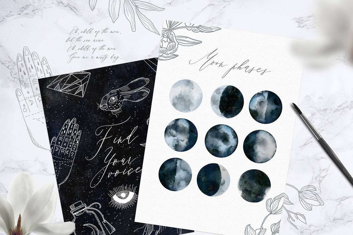 Lunare. Mysterious Graphic Set, an Animal Illustration by Muse Artist (Photo 5 of 16)