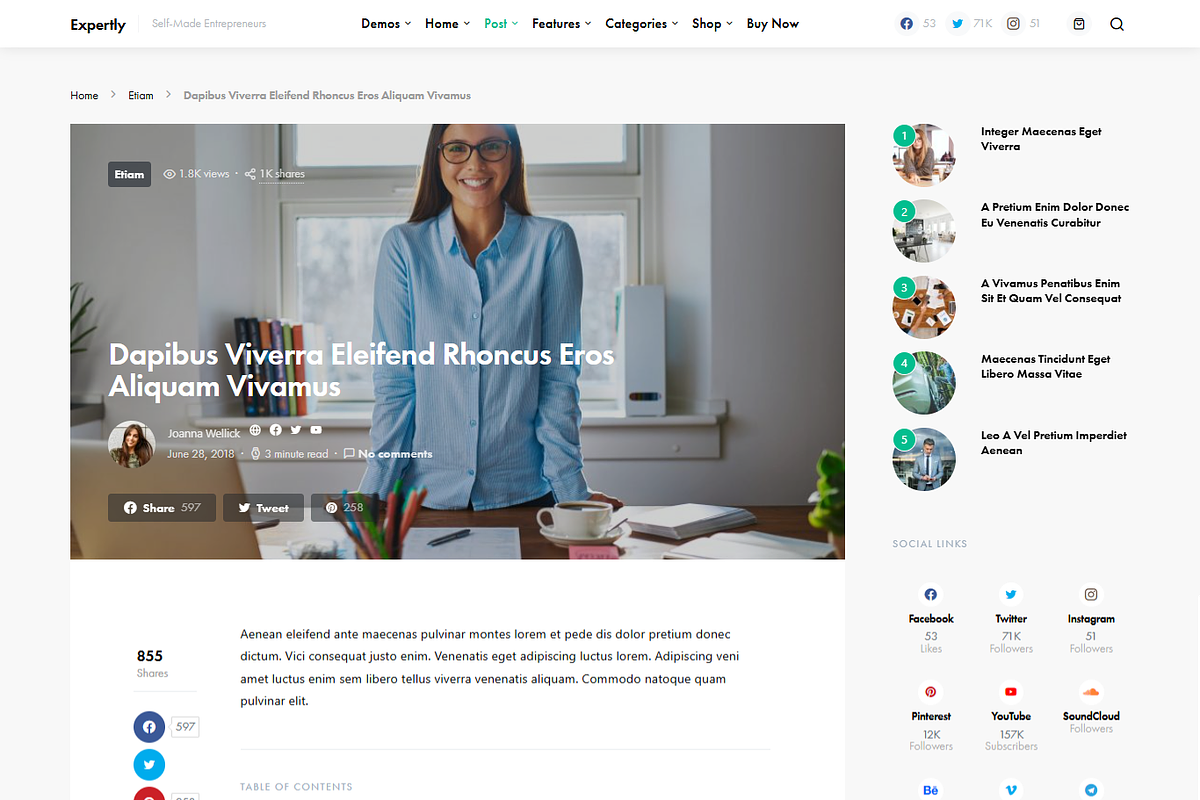 WordPress Minimal Blog Theme, a Landing Page Template by Elite Templates (Photo 4 of 9)