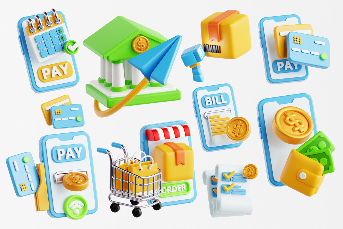 Online Payment 3D Icon Set, an Object 3D Model by Eklip Studio (Photo 3 of 3)