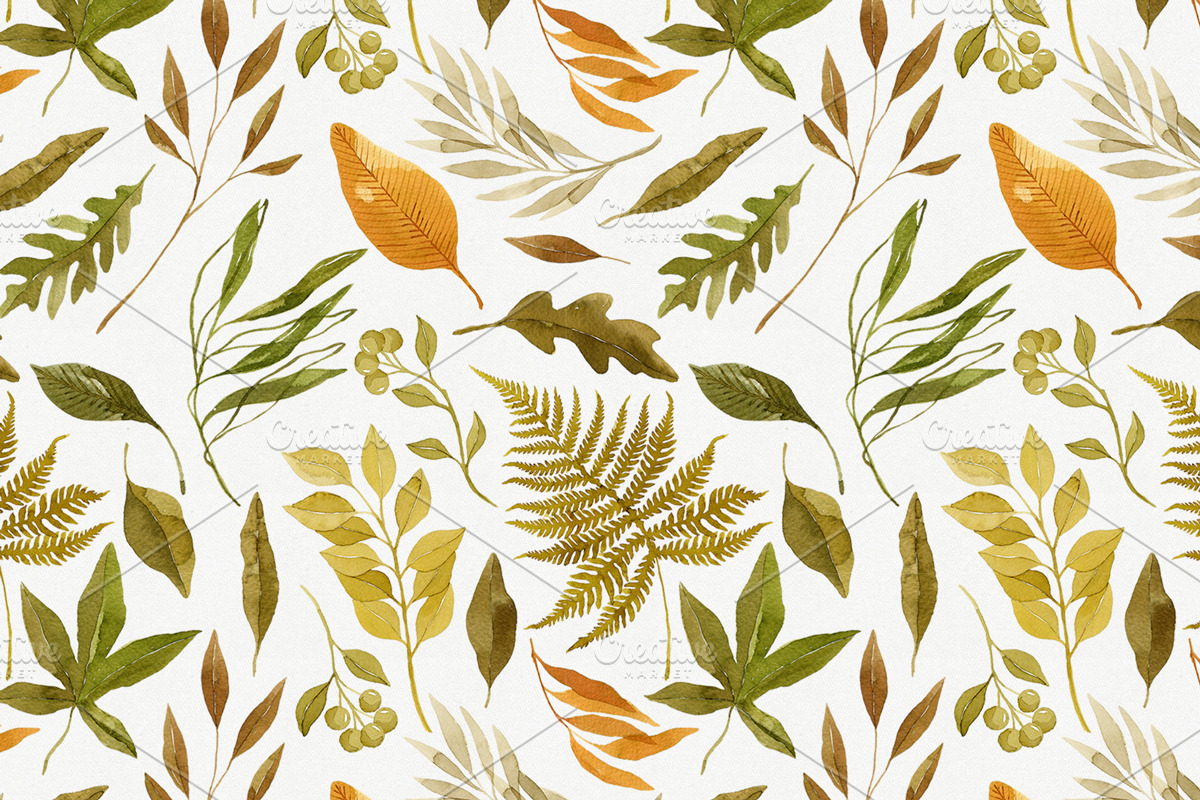 Watercolor Autumn Leaves Bundle, an Illustration by Helga Wigandt (Photo 7 of 18)
