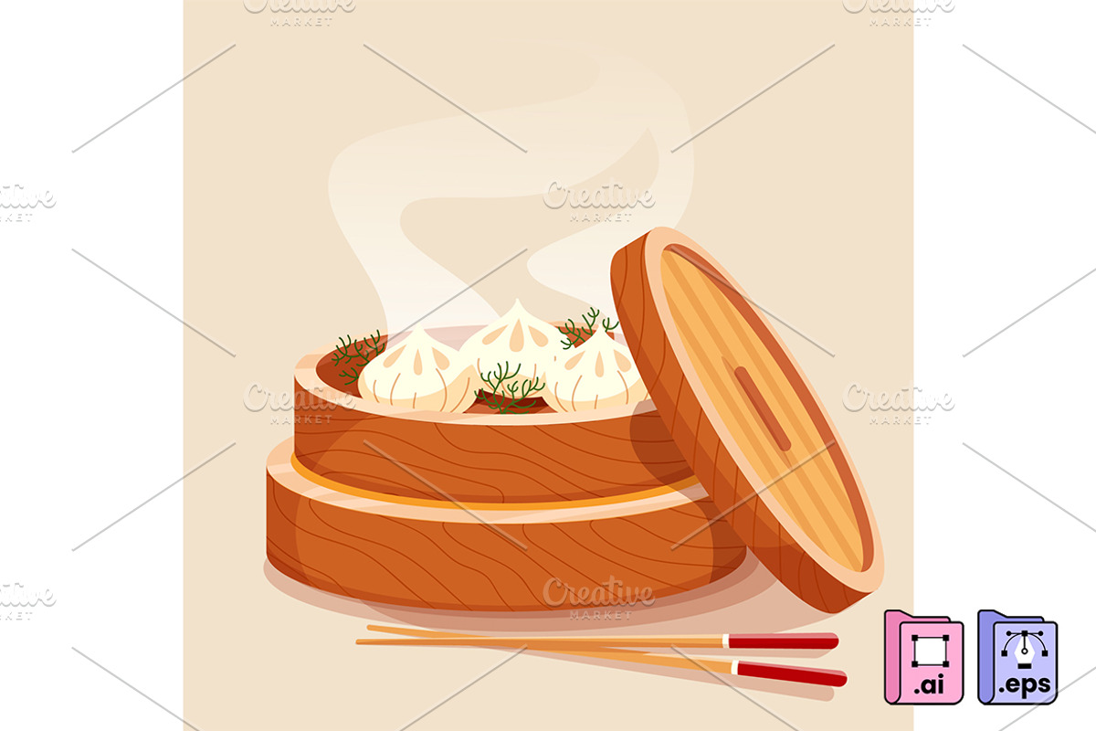 Hand Drawn Flat Dim Sum, a Food Illustration by MISS CHATZ (Photo 1 of 3)