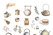 Tea Lovers watercolor collection, a Decorative Illustration by ViolettaKh (Thumbnail 2 of 9)