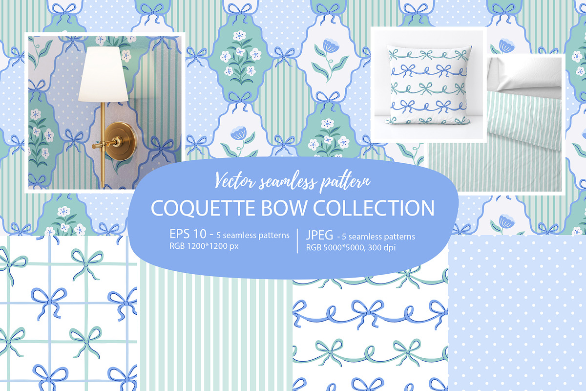Coquette Bow Seamless patterns, a Pattern Graphic by Alenkakarabanova (Photo 1 of 4)