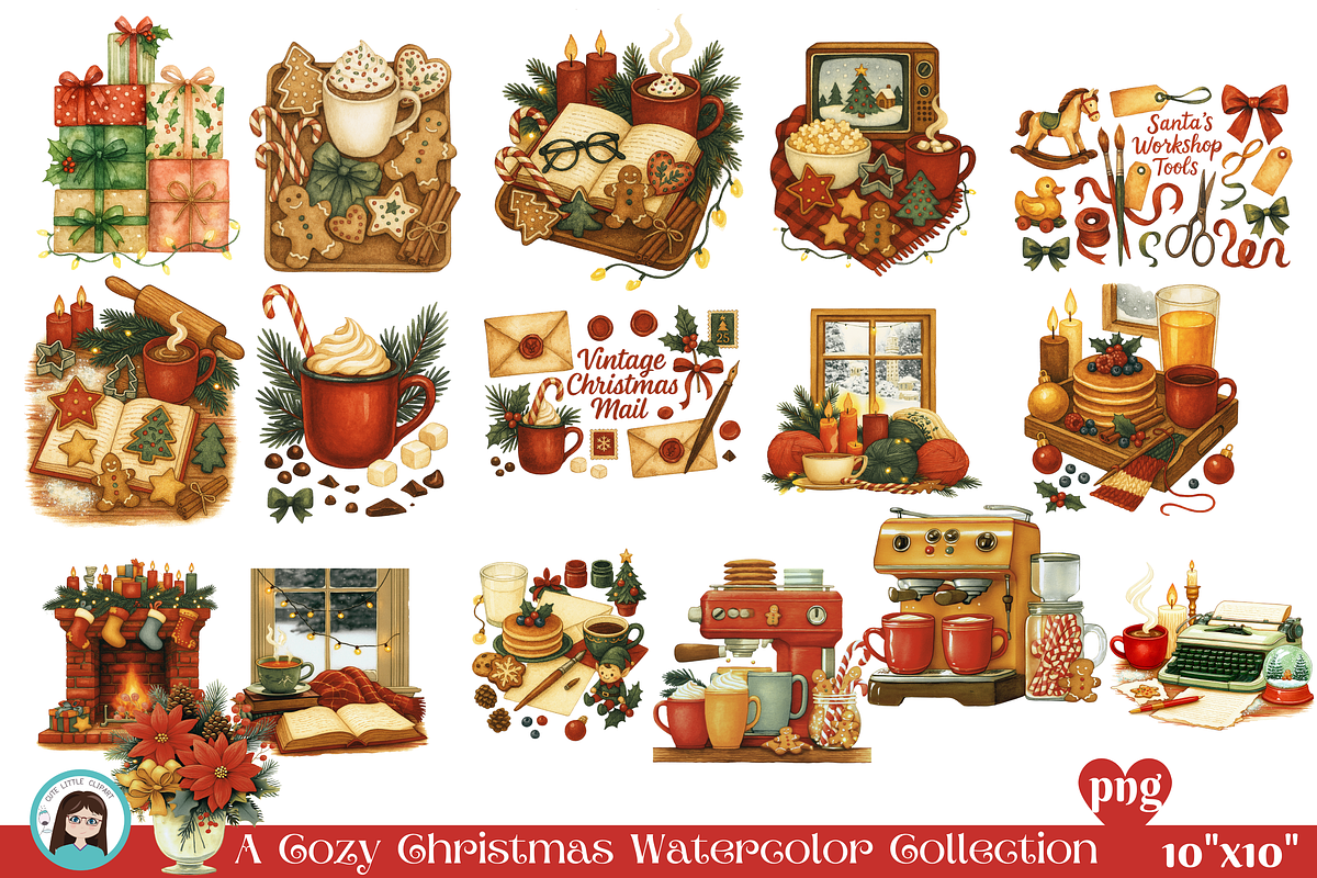 A Cozy Christmas Watercolor Collecti, an Illustration by Cute Little Workshop (Photo 5 of 5)