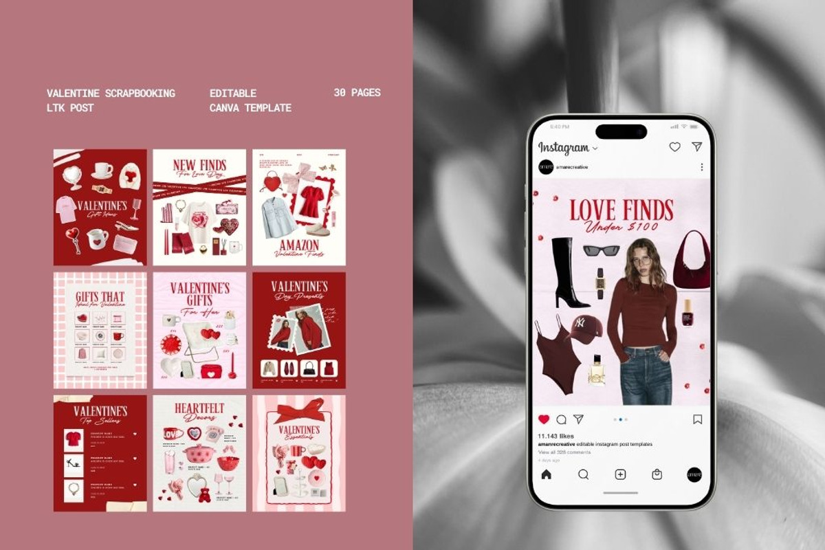 30 Valentine Instagram Post LTK, a Social Media Template by Amaré Creative (Photo 2 of 9)