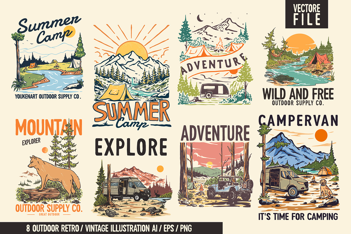 Bundle vintage outdoor illustration, an Illustration by youken (Photo 1 of 2)