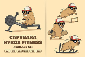 Capybara Hyrox Fitness Gym Workout, a Sport Illustration by Partikusi Design