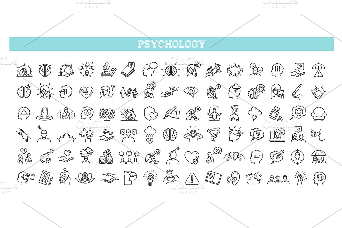 Psychology and mental line icons, an Icon by Tettygreen