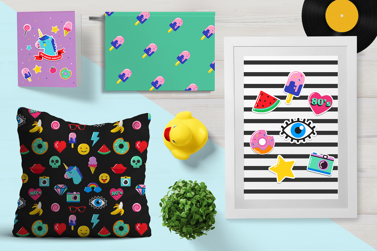 Pop Art 80's patches and stickers, an Emoji Icon by Marish (Photo 2 of 6)