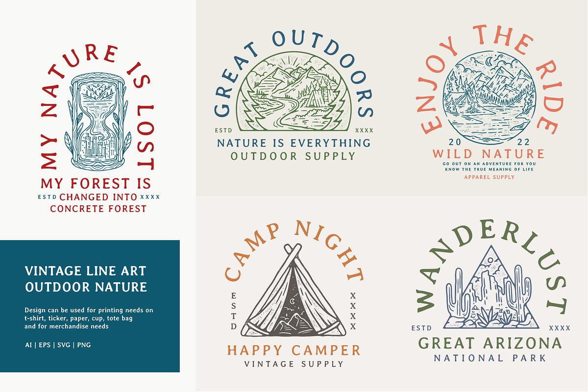 Vintage Outdoor Line Art Badge, an Object Graphic by Sandewo (Photo 1 of 13)